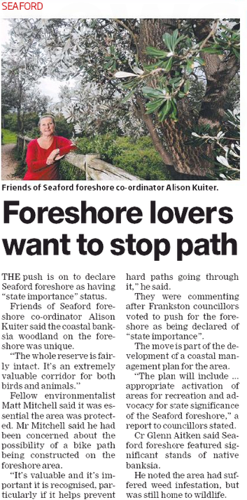 Seaford Foreshore - proposed bike paths - Leader p11, 9 June 2014.png